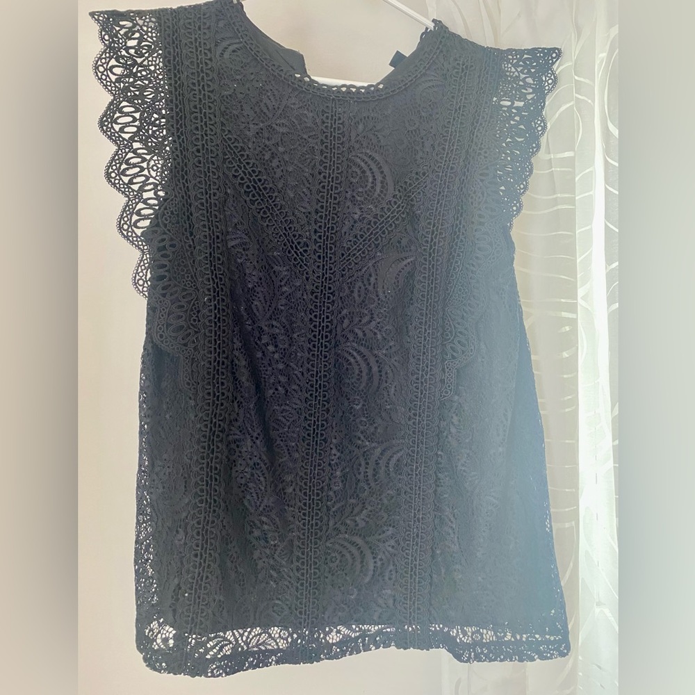 Cable & Gauge - Black Lace Embroidered Top